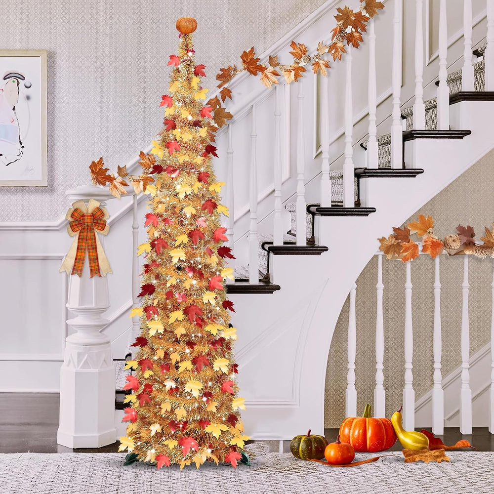 Pumpkin & Fall Decor - 5FT Pop Up Fall Tree with Lights Battery Operated