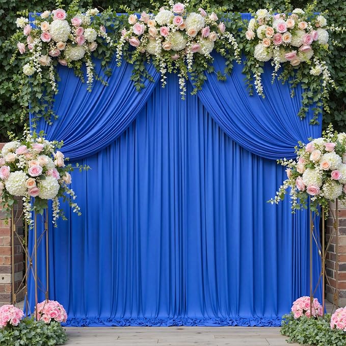 10ft x 8ft Wrinkle Free Royal Blue Backdrop Curtains for Parties, Polyester Photography Backdrop Drapes Back Drop Cloth for Baby Shower Photoshoot Engagement Wedding Birthday Photography Background
