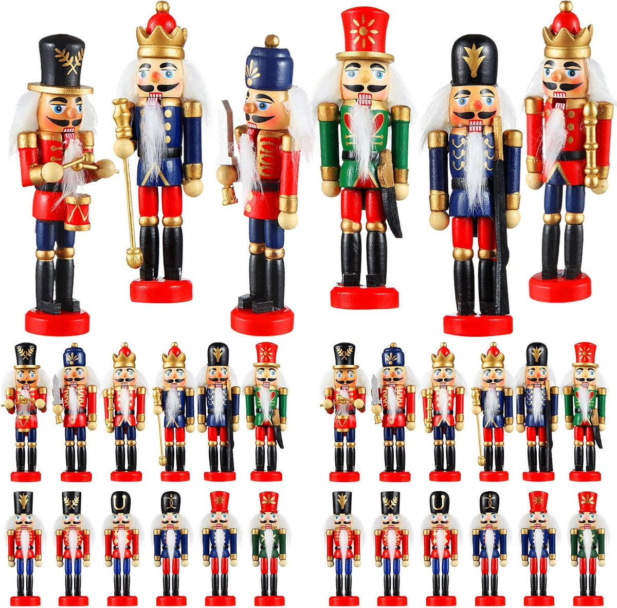 Aoriher 24 Pcs Christmas Nutcracker Ornament Small Hanging Wooden Soldier