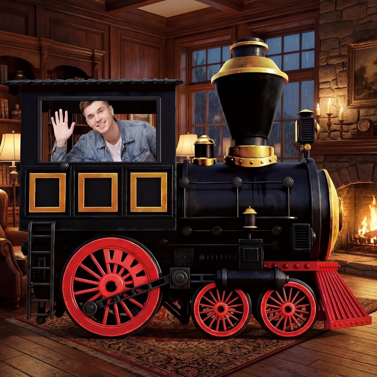 Capoda Life Size Cardboard Cutout Standee 43x59 in, Kt Foam Board Locomotive Photo Booth Prop, 2 Support Brackets and 2 Double-Sided Tape, Easy Assembly for Party Birthday Event Decor(Side of Train)