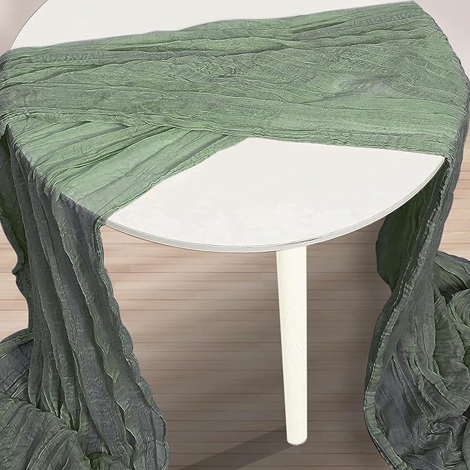 6 Pack Sage Green Cheesecloth Table Runner 35x120 Inch 10Ft Rustic Gauze Cheese Cloth Table Runner Sheer Cheesecloth Table Runners for Wedding Party Bridal Shower Decoration