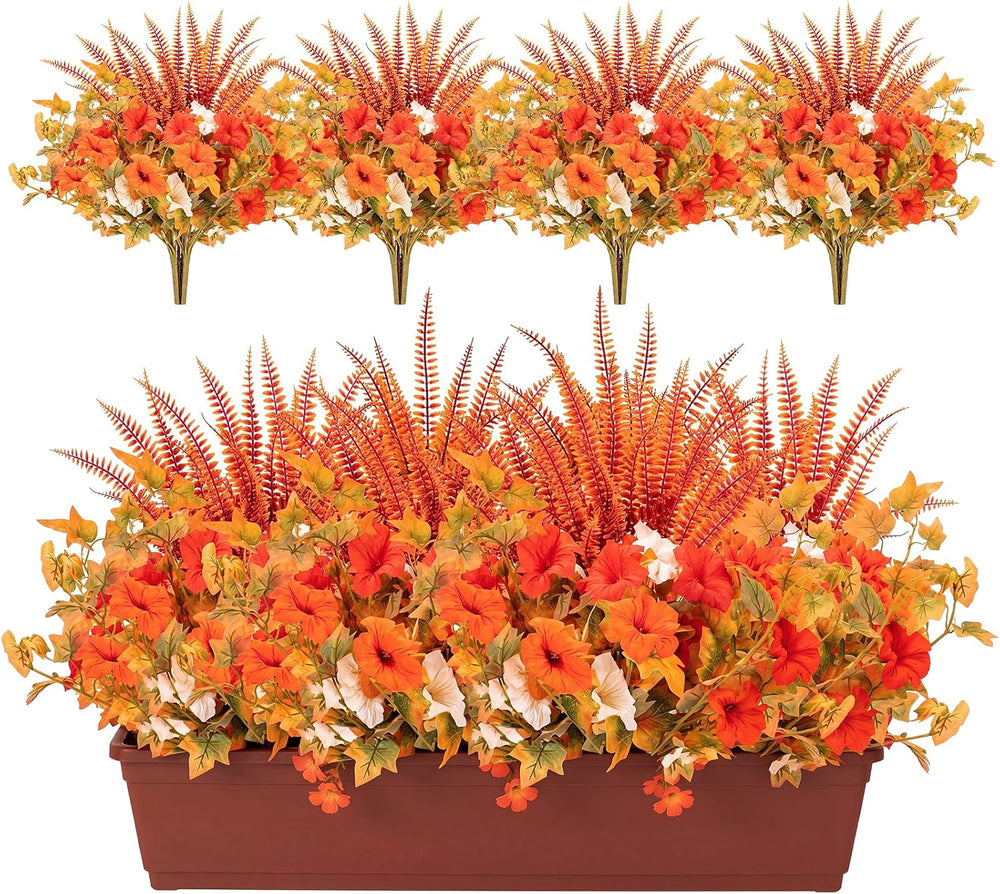 Artificial Fall Flowers for Outdoors, Full Fake Petunias Decoration