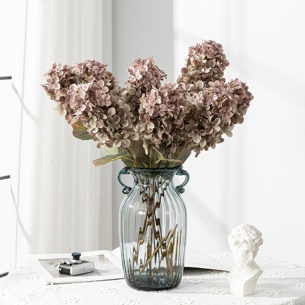 Fake Flowers Hydrangea Silk Flowers with Stems,Brown Flowers Fall Hydrangea A...