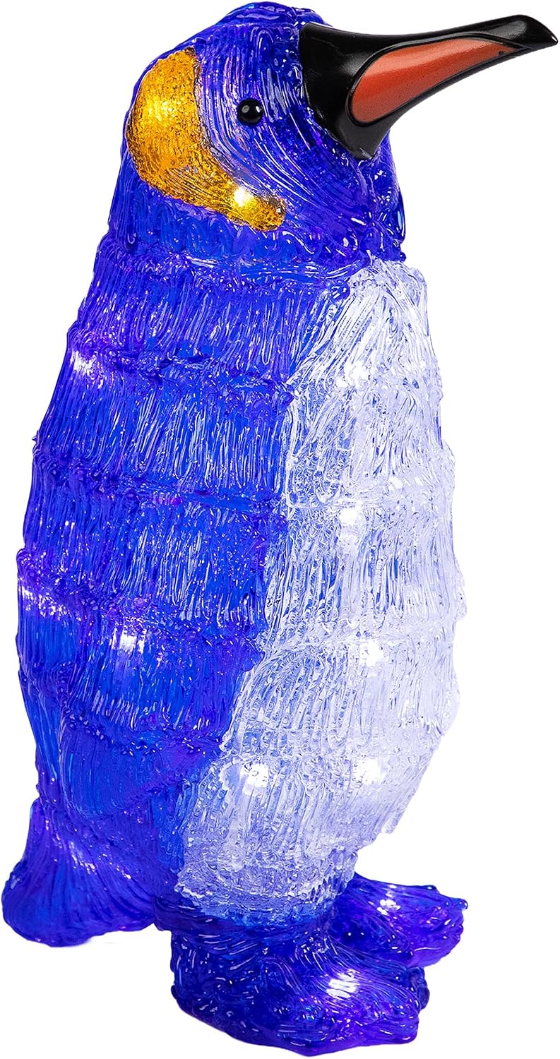 Northlight Lighted Commercial Grade Acrylic Penguin Christmas Display Decoration, 12.5", Blue