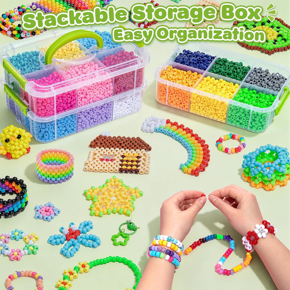 10000Pcs Pony Beads Bulk, 18 Colors Plastic Kandi Beads for Bracelet