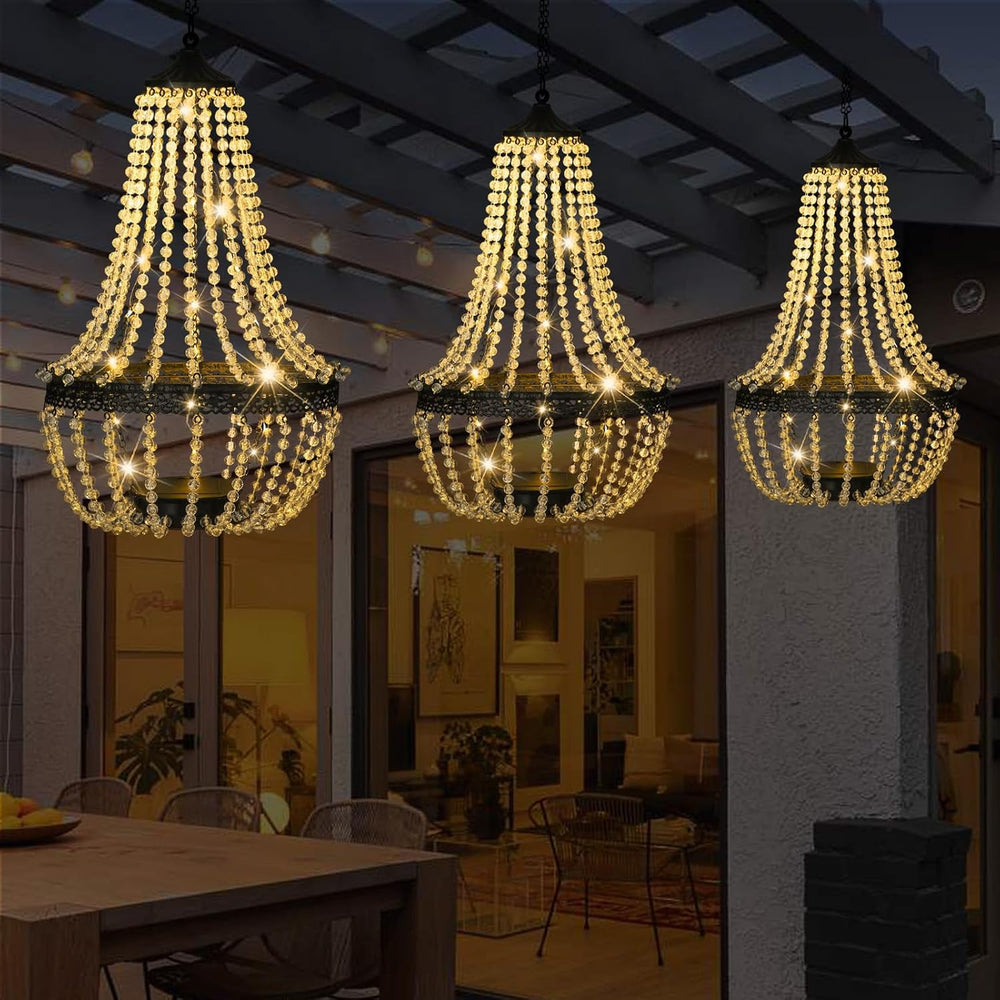BAYN 28” Hanging Solar Chandelier Outdoor Lantern