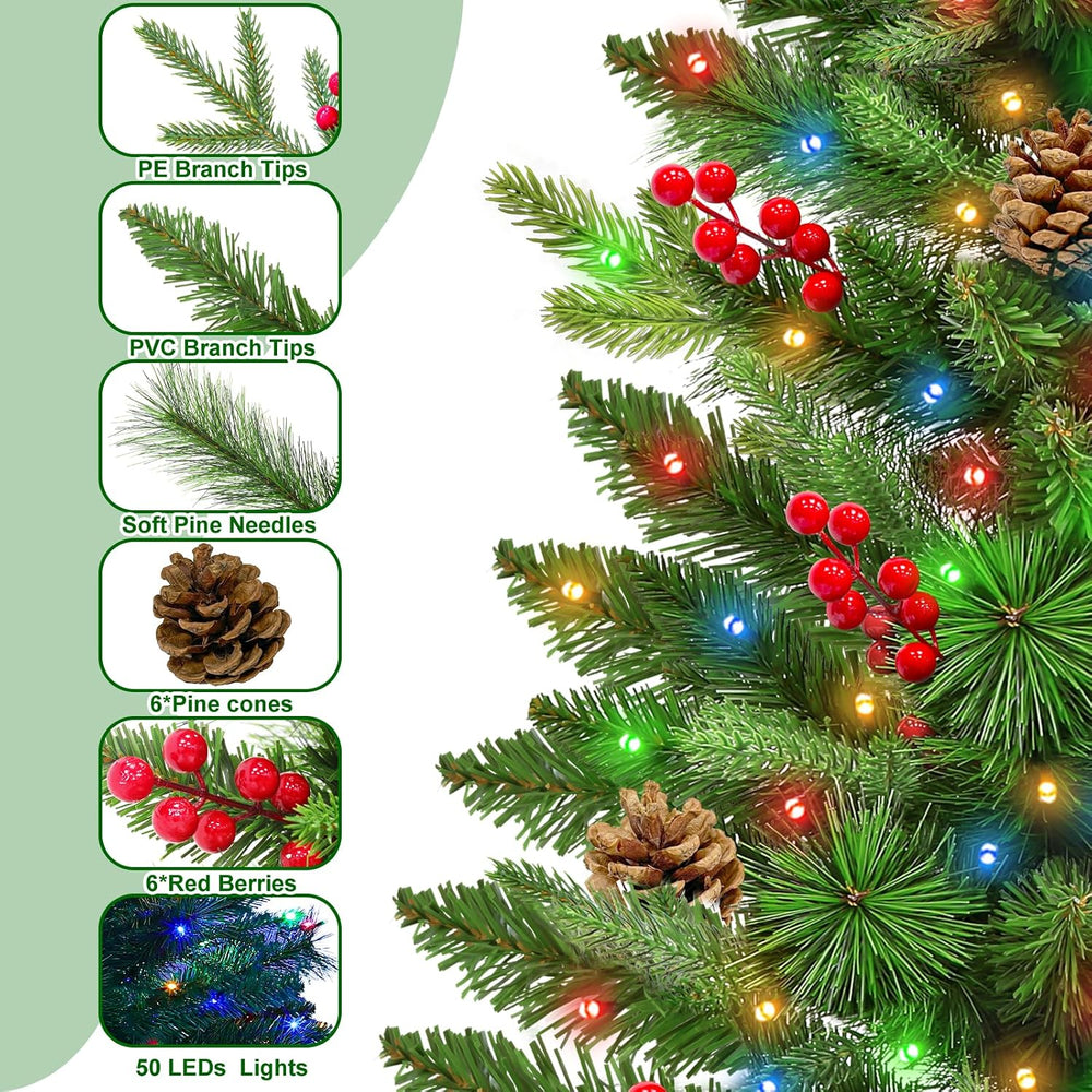 3ft Artificial Small Christmas Tree with Colorful Lights Timer