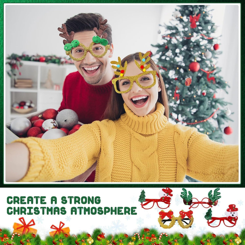 Jerify 80 Pcs Christmas Glasses Frames and Headbands Set, Christmas Glitter G...