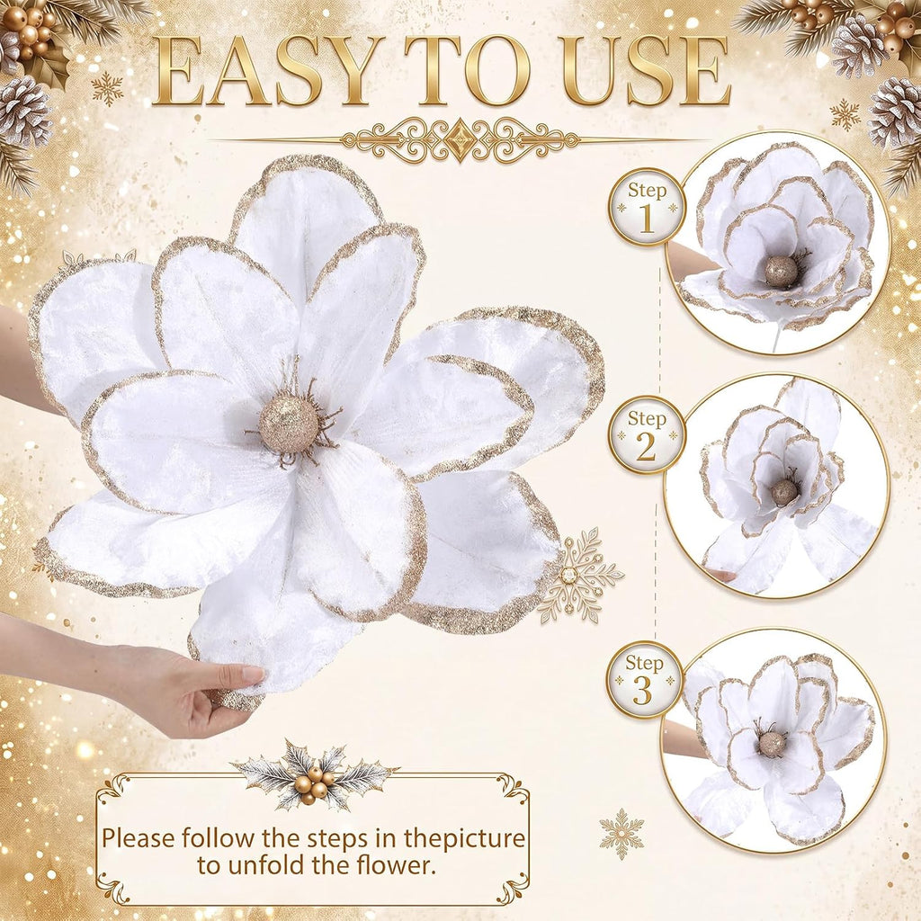 thiccywoov 8 pack large 20'' christmas velvet magnolia, package contents