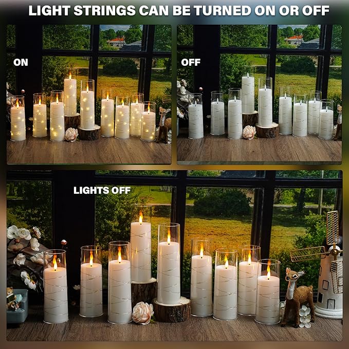 Flickering Flameless LED Candles,Battery Operated Candles 24 Pcs with Embedded Star String,Acrylic LED Pillar Candles with Remote,Suitable for Home Decoration to Create an Atmosphere (White)