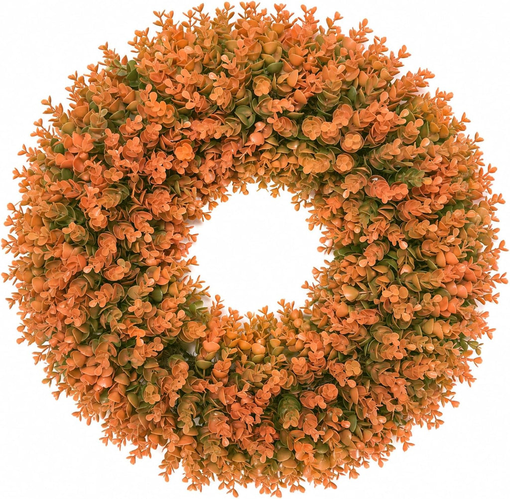 26" Fall Wreath for Front Door, Outdoor Autumn Farmhouse Decor,Boxwood