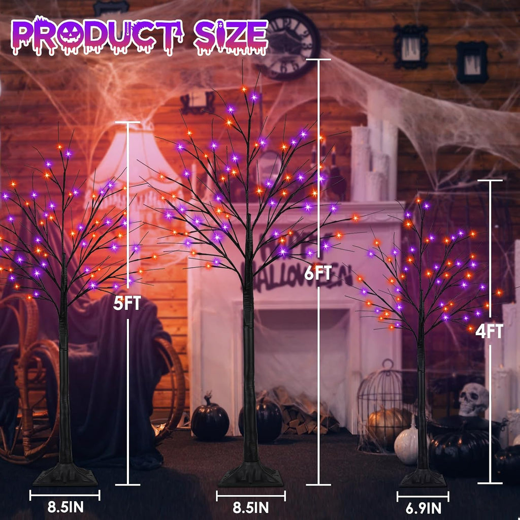 set of 3, 4ft 5ft 6ft lighted black, side view