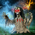 Halloween Animatronic Zombie Groundbreaker Outdoor Decor with Red Eyes