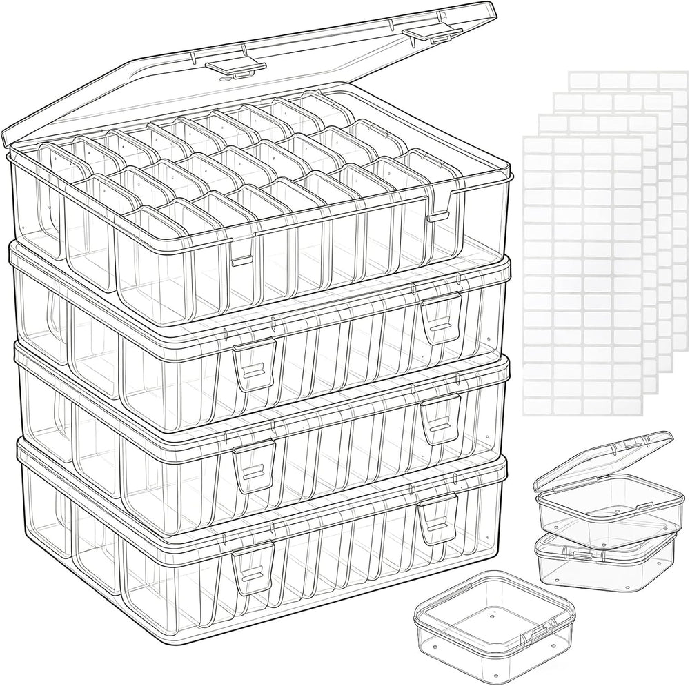 124 Pack Bead Organizer Box, Transparent Small Plastic Containers