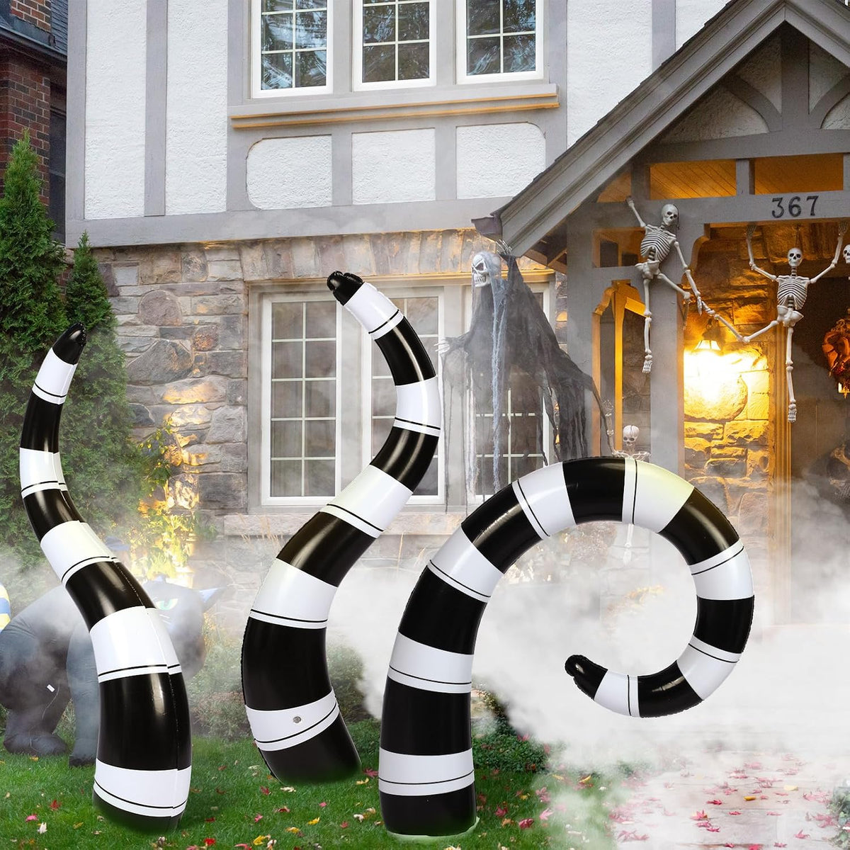 jetec 3 pcs halloween worm inflatable decorations large shown in use