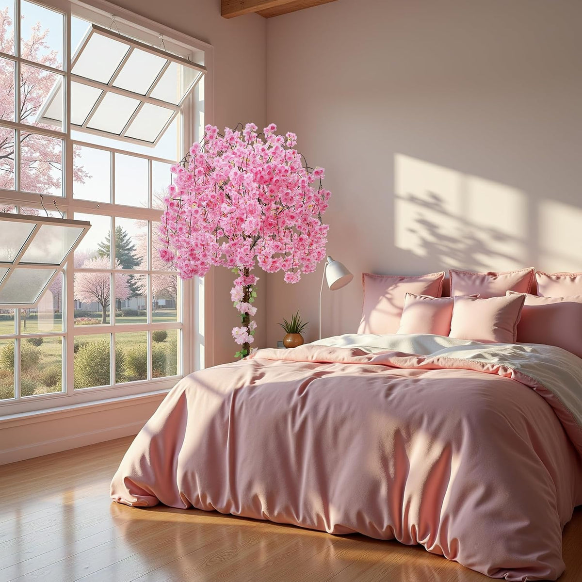 artificial cherry blossom tree, 6ft height with 100 showing dimensions