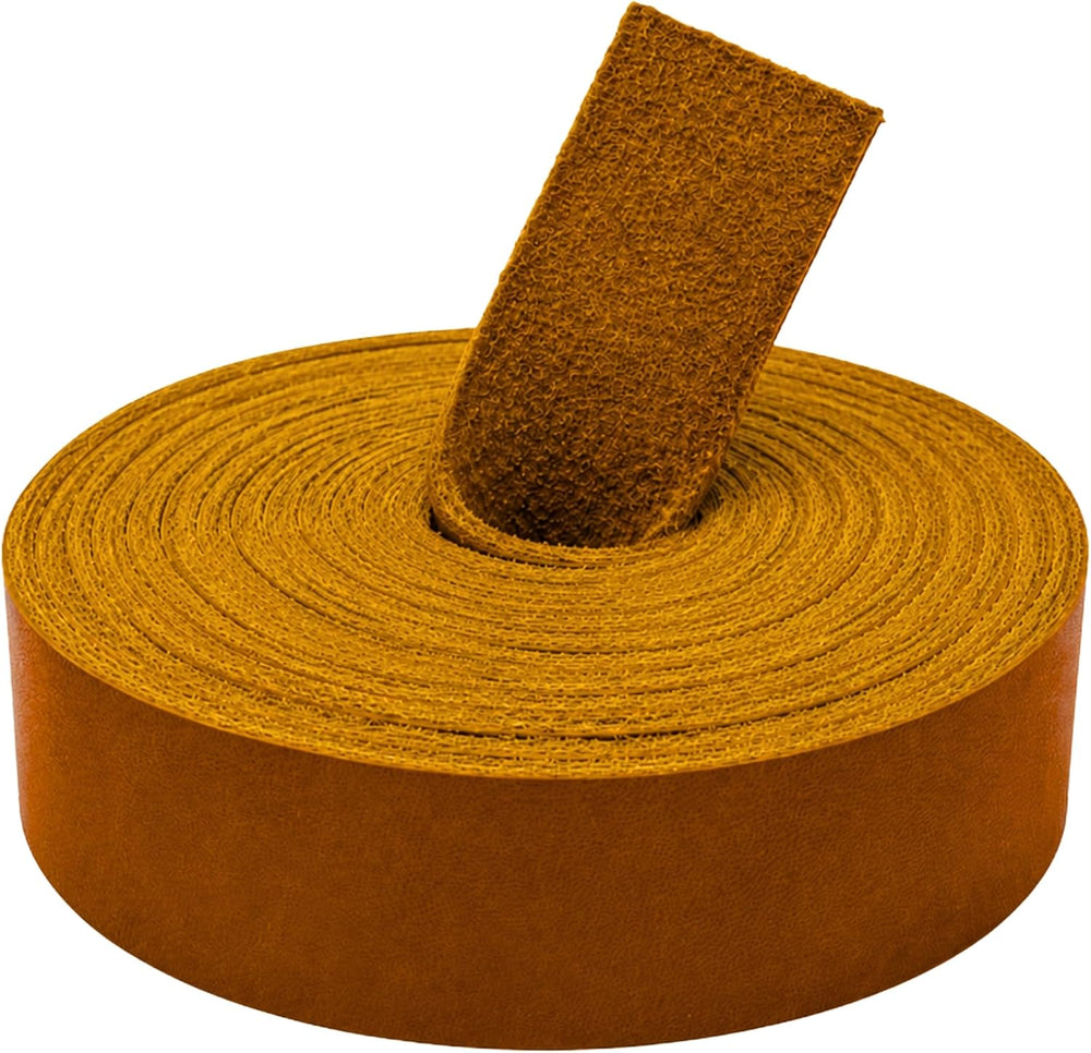 7/8" Genuine Leather Strap, Top Grain Cowhide Strip – Tan (2 Pack)