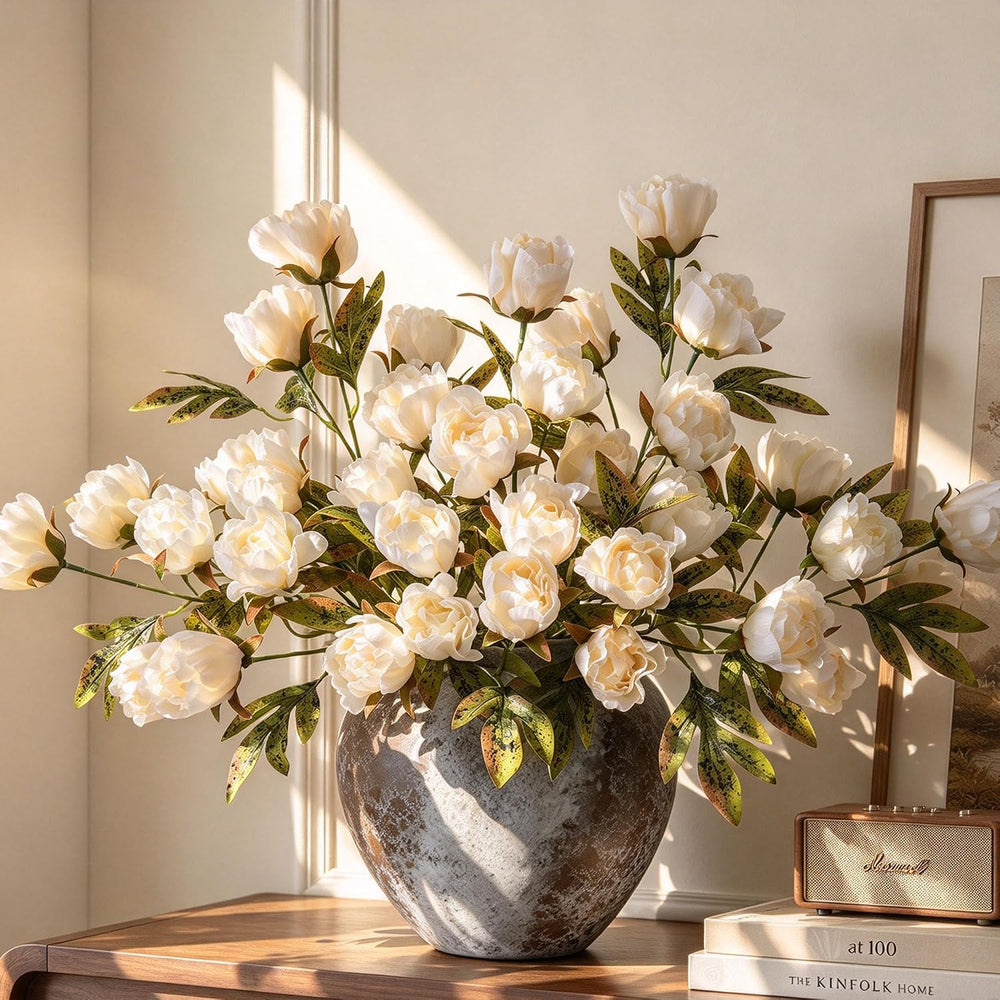 8 Pcs Peony Artificial Flowers, 18" Faux Silk Peonies for Indoor Vase