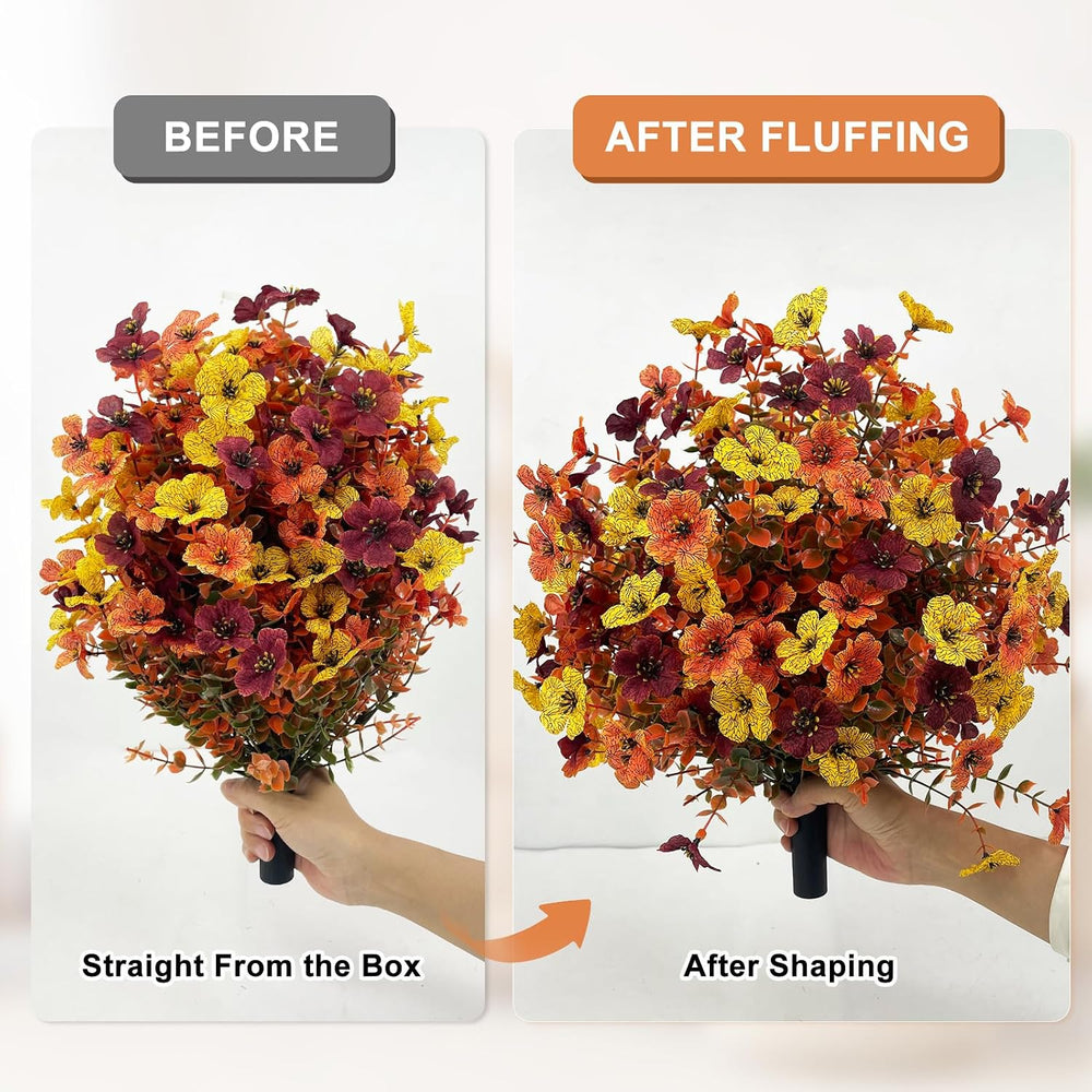 2 Pack Fall Topiary Ball Trees 21" , Fall Artificial Flowers for Outdoor