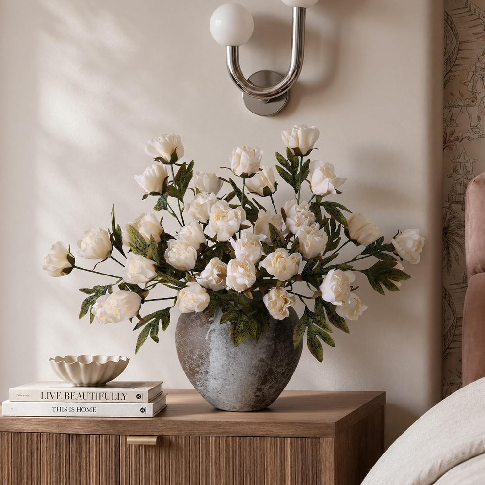 8 Pcs Peony Artificial Flowers, 18" Faux Silk Peonies for Indoor Vase