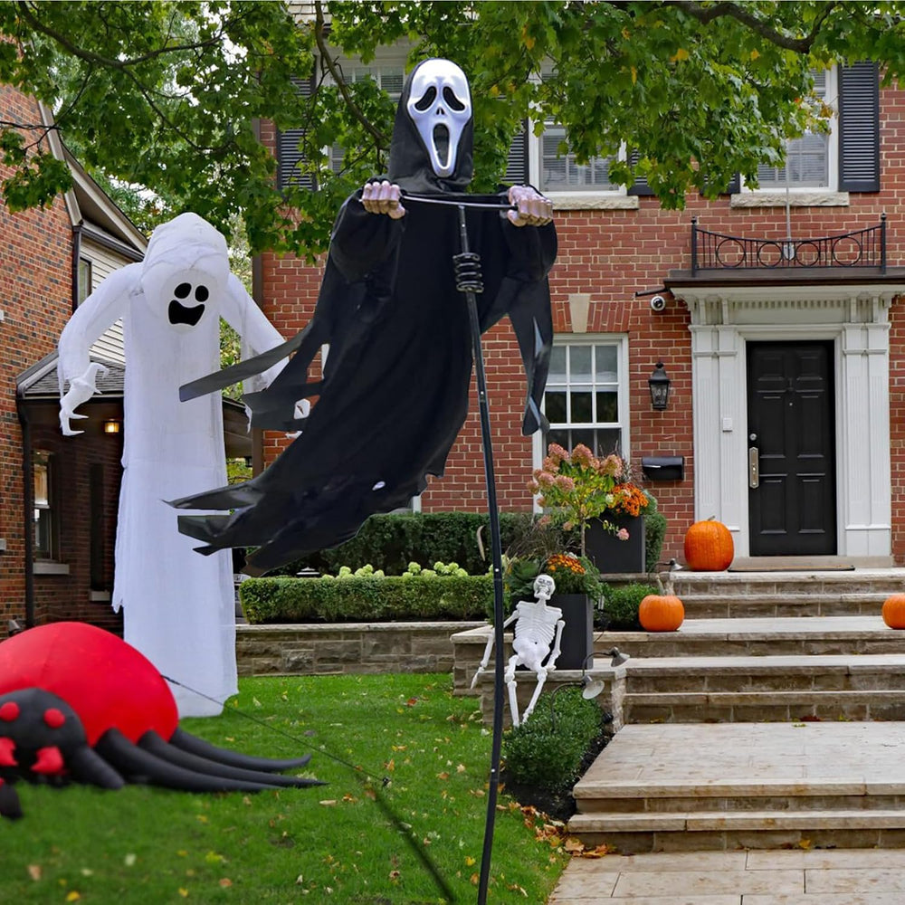 Outdoor Halloween Scarecrow Rotatable Ghost, 7.5Ft Scarecrow Screaming Ghost,...