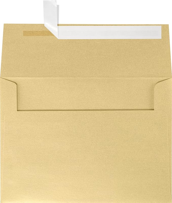 LUXPaper A7 Invitation Envelopes | Peel & Press | 5 1/4" x 7 1/4" | Blonde Metallic | 80lb. Text | 500 Qty