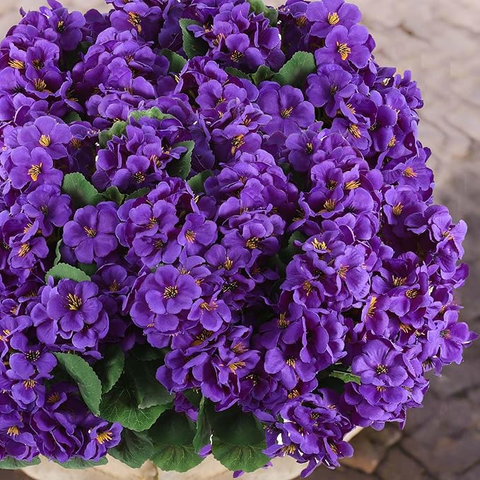 Hananona Artificial Geranium Flowers for Outdoors Geranium Silk Flowers Outdoor UV Resistant Garden Plants Faux Flowers for Home Kitchen Table Centerpieces Decor (12, Purple) (12 Pcs)