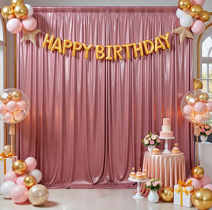 20ftx10ft Rose Gold Sequin Backdrop Curtain for Parties, Wrinkle Free Thick Glitter Sparkle Photo Backdrop Drapes 4 Panels 5x10FT Shimmer Back Drop Cloth for Wedding Birthday Photography Background