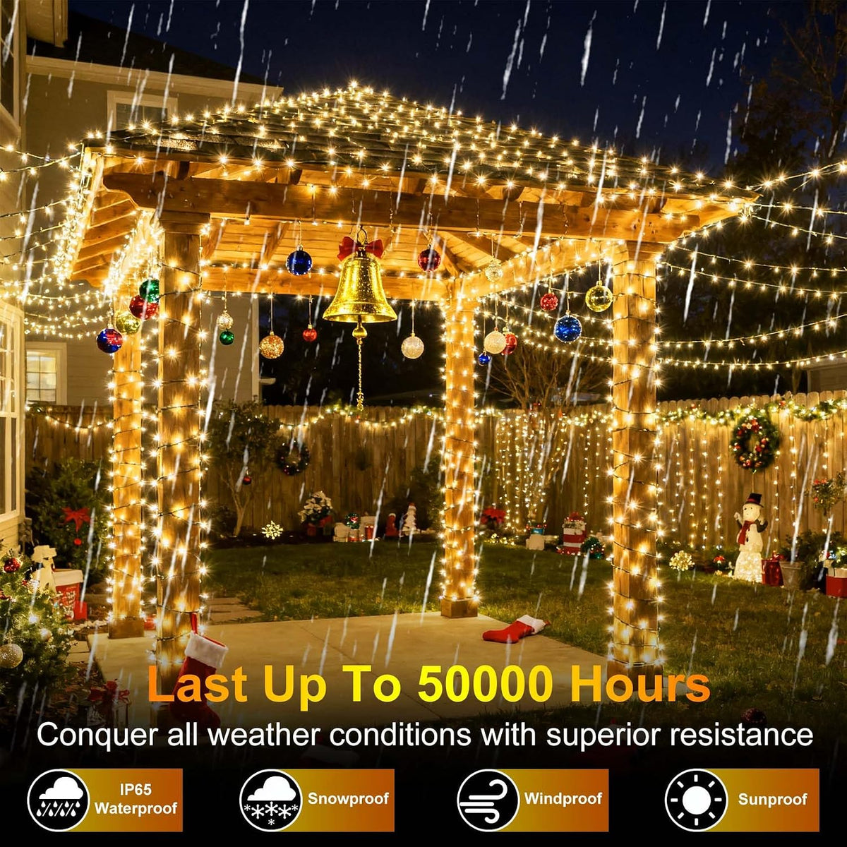 750 led 240ft christmas string lights outdoor, 12, side view