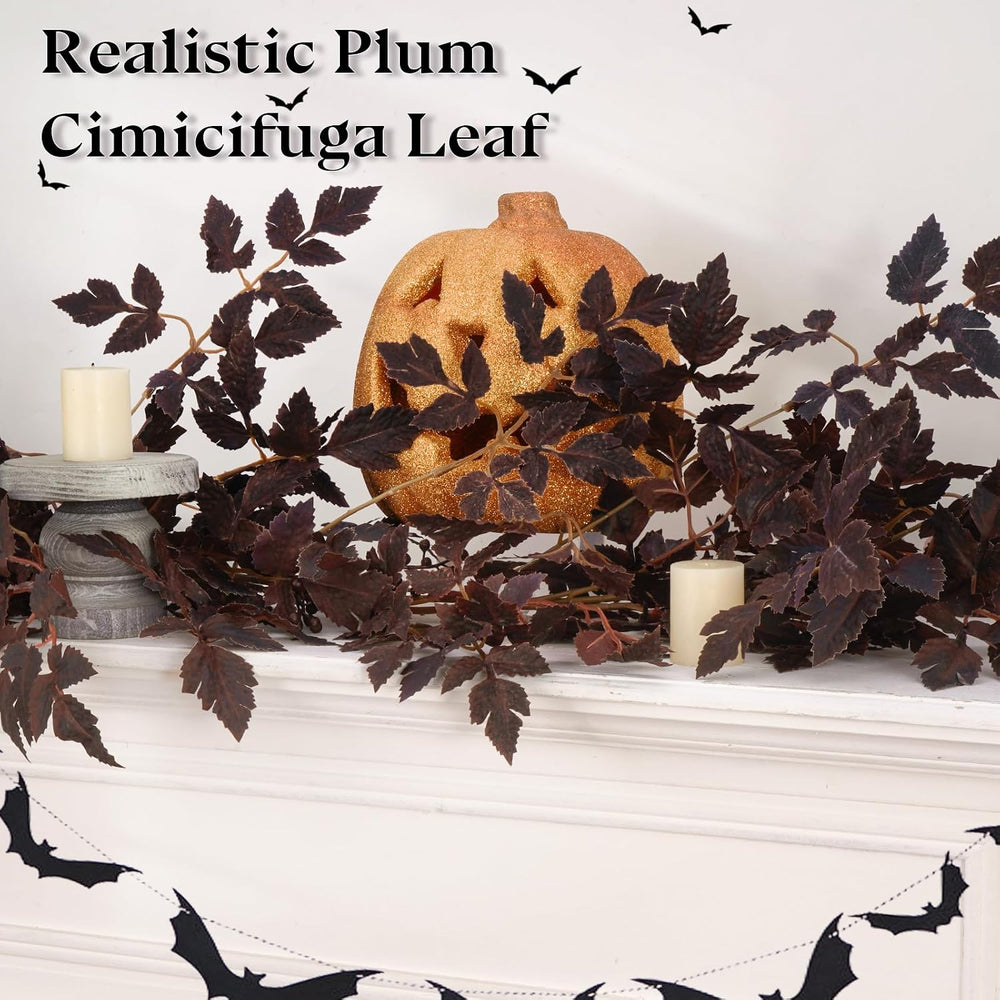 2 Pack 9 Ft Fall Garlands, Plum Cimicifuga Seeded Halloween Decor