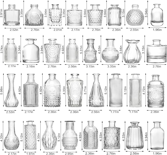 Arme Bud Vase Set of 45, Clear Bud Vases in Bulk, Mini Glass Vases for Flower, Small Flower Vases for Centerpieces, Vases for Decor, Home Wedding Table Décor