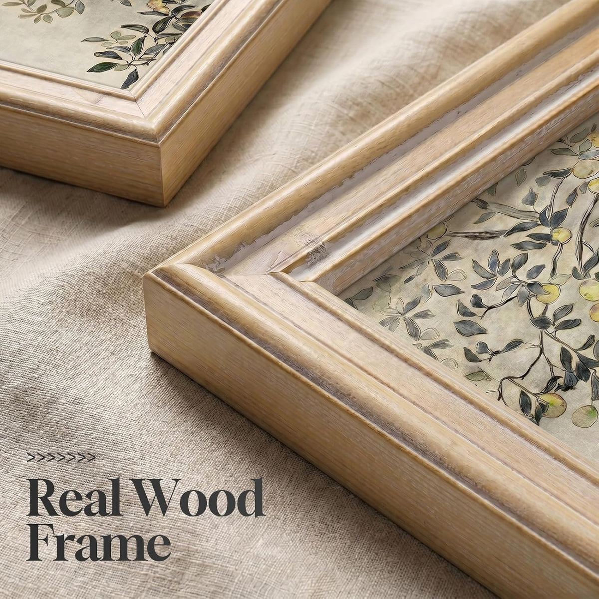 large vintage framed 3 piece tree wall art showing dimensions