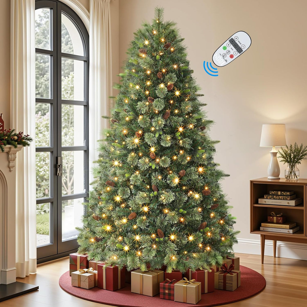 6.5FT Artificial Prelit Pre-Decorated Christmas Tree with Remote, Timer