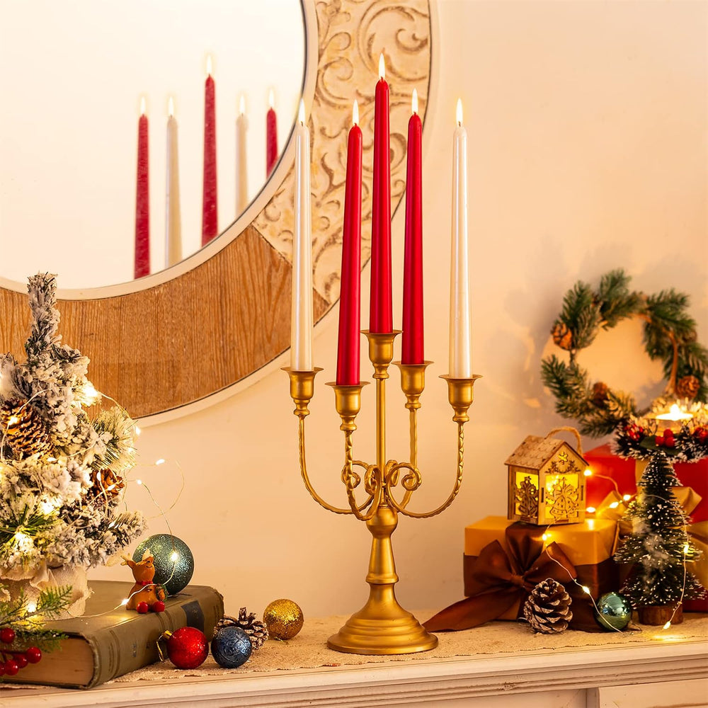 Sziqiqi Gold Candelabra Candle Holders for Wedding Centerpieces, 5 Arms