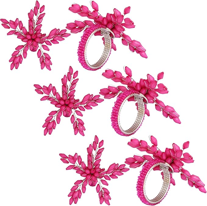 Napkin Rings Set of 12 for Dining Table Decoration Parties Everyday Metal Napkin Holder Leaf Pink (Pack of 12)