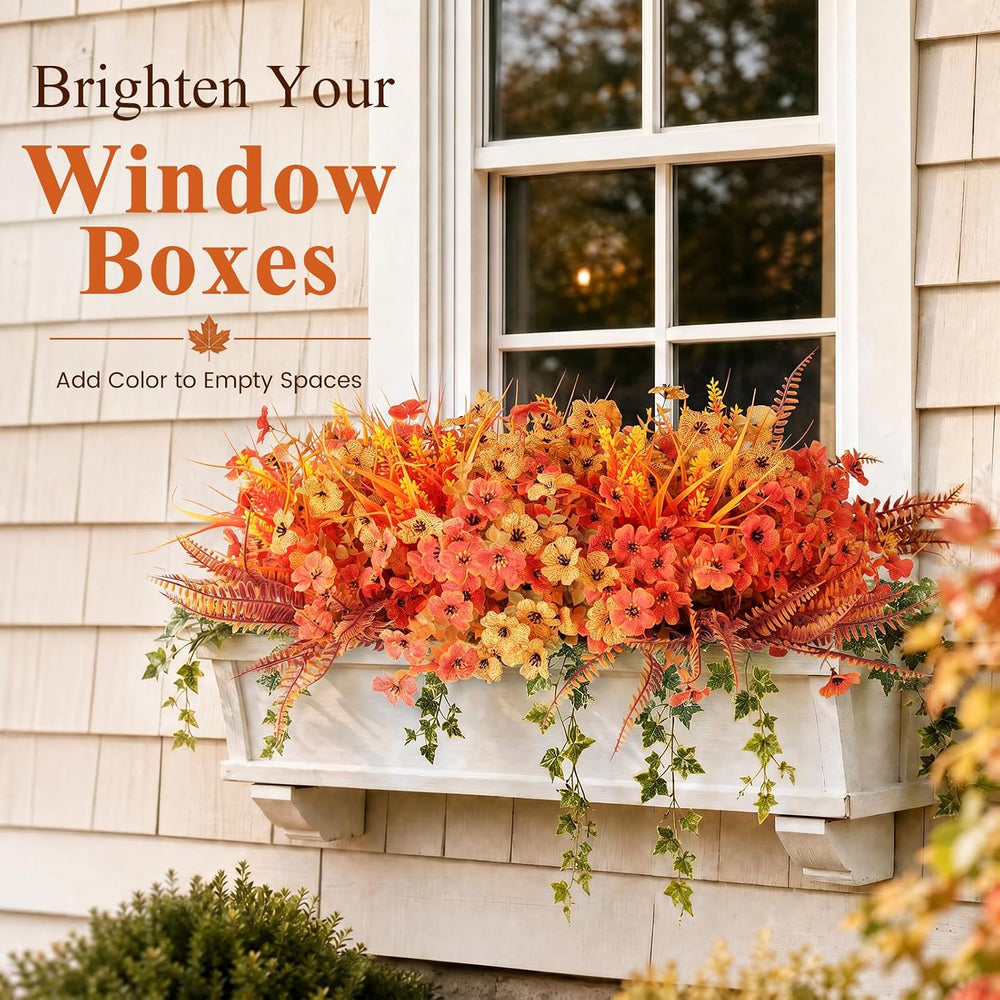 30PCS Fall Mums for Outdoors, Faux Fall Flowers UV Resistant