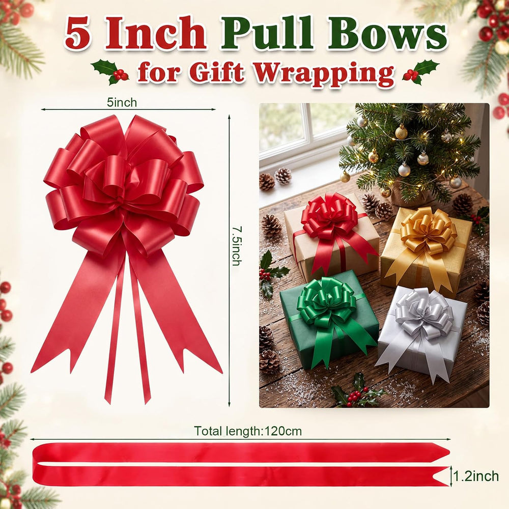 200 Pcs 5 Inch Christmas Pull Bows, Multicolor