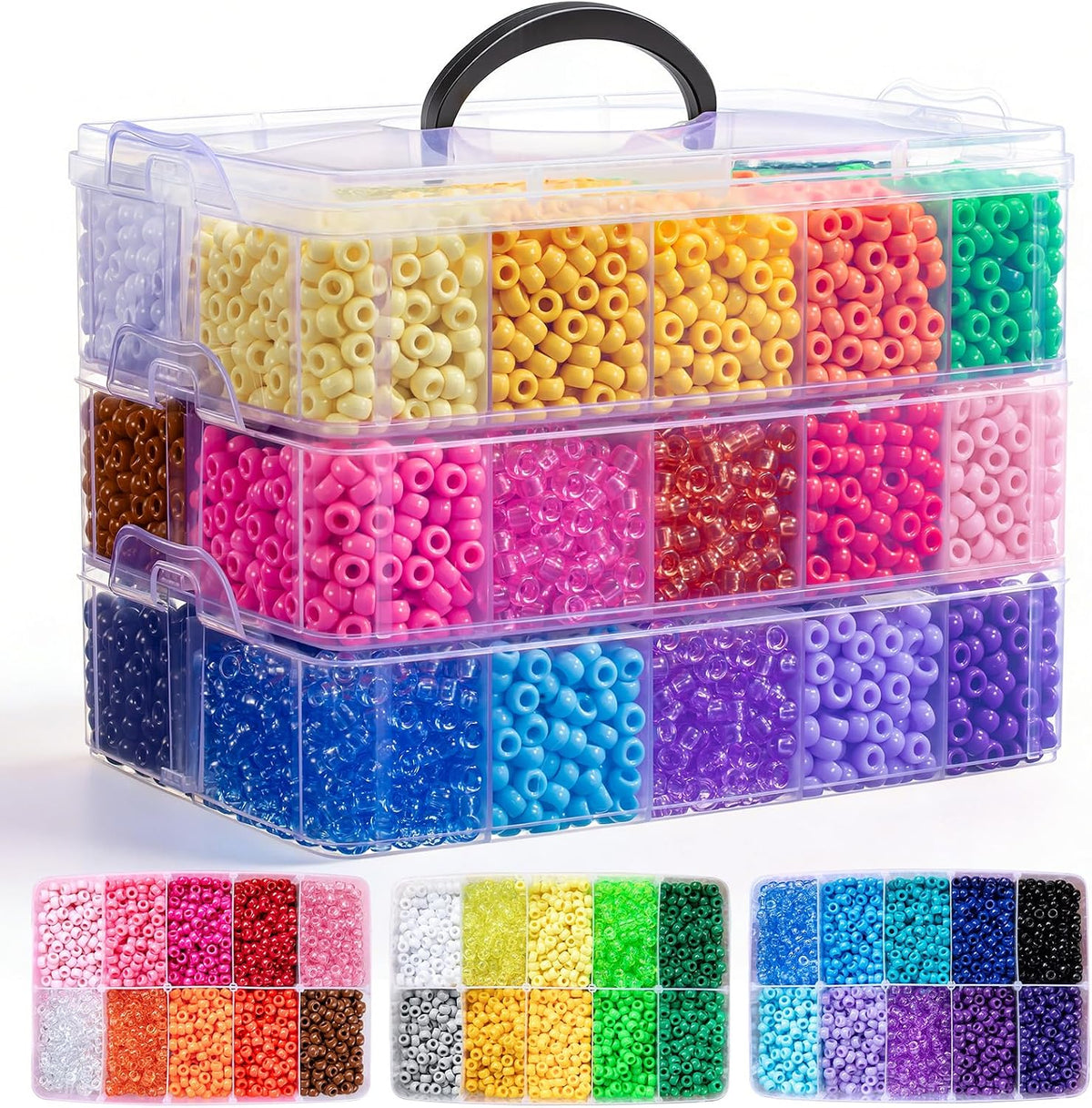 Simetufy 10000Pcs Pony Beads Bulk 30 Colors for Rave Kandi Bracelet Making