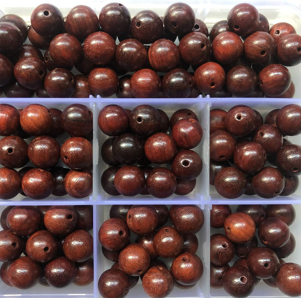 carpenterc round polished wood beads, blood sandalwood, 8mm showing dimensions