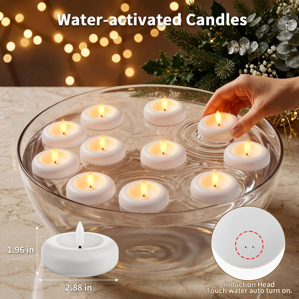 12 Pack Rechargeable Flameless Floating Candles, Flickering LED Tea Lights