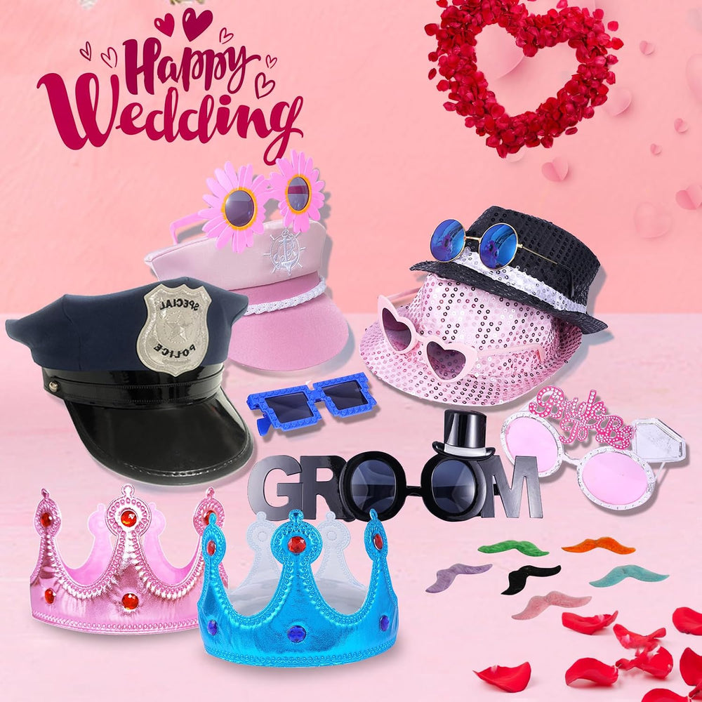 18 Pcs Fun Photo Booth Props Set for Adults, Novelty Funny Hats and Party Sun...