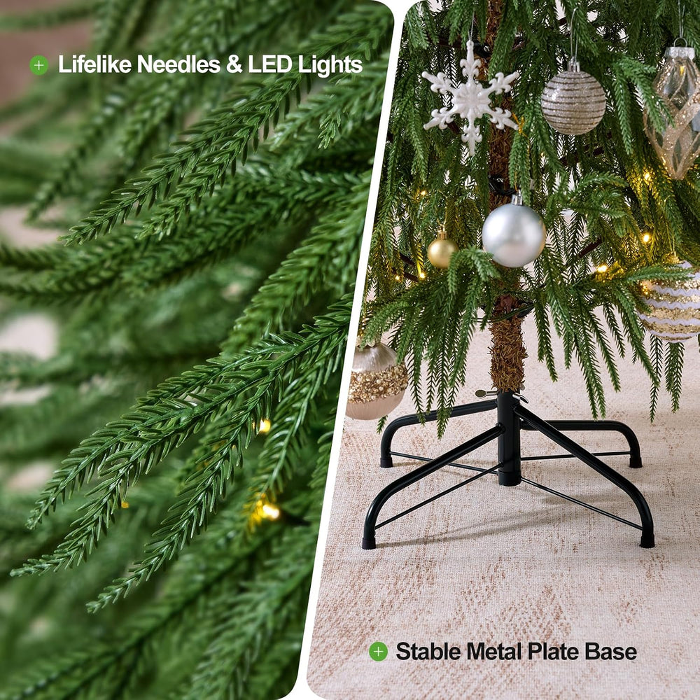 7ft Norfolk Pine Artificial Christmas Tree with Lights