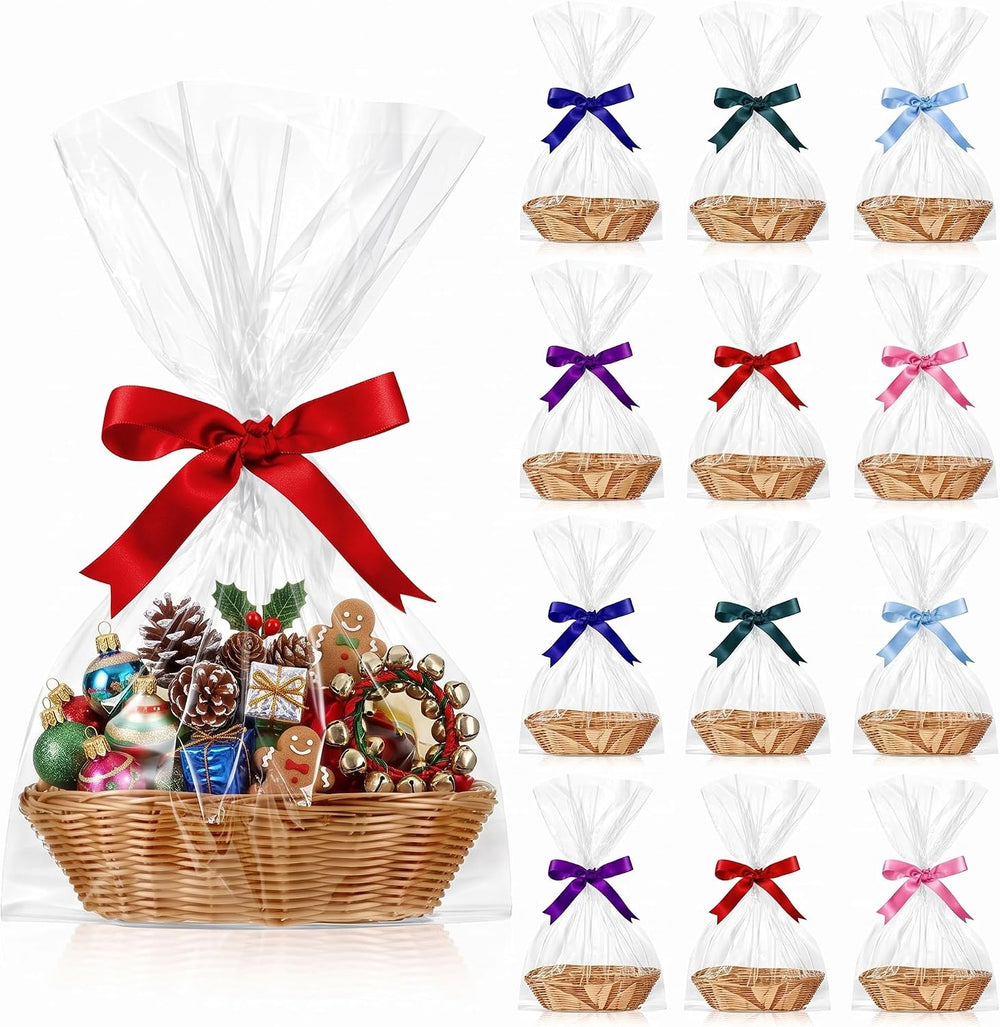 Blulu 12 Pcs Small Gift Baskets Empty Oval Christmas Gift Baskets Bulk