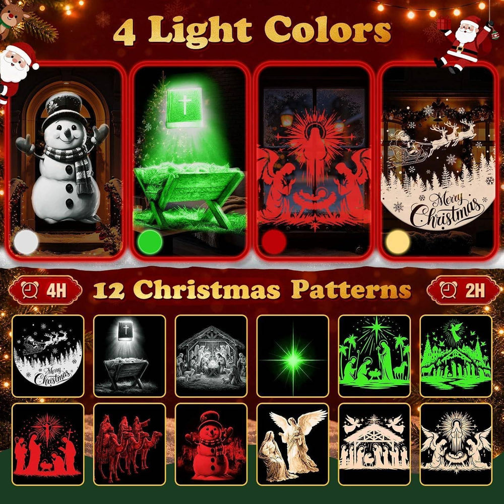 12-in-1 3D Nativity Christmas Projector Lights Outdoor Decor