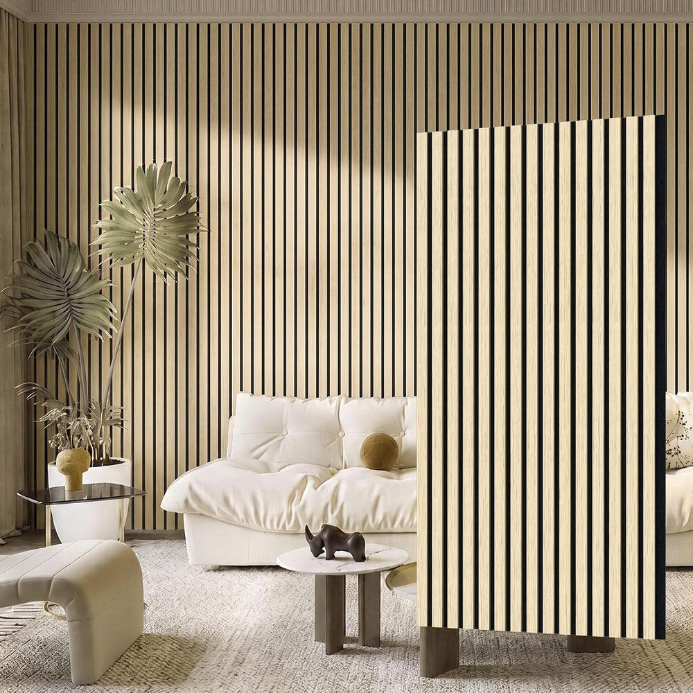 Wood Slat Acoustic Wall Panels, Yellow Oak, 4 Pack, 47.2 x 23.6 in