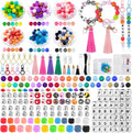 TOHONGADON 392 Pcs Silicone Beads for Keychain Making Kit, Silicone Letter Beads, 12mm15mm Round 14mm17mm Polygonal 12mm Lentil Beads Bulk, Rubber Bead for Keychain Bracelet Jewelry Making Supplies