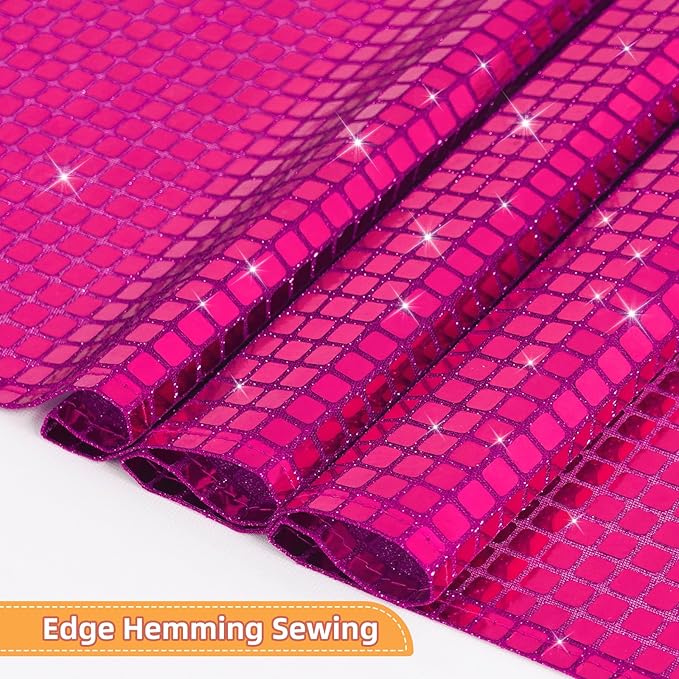 SquarePie Disco Table Runner 6 Pack - Hot Pink Mirror Sequin Glitter Foil Runner for Disco Party Decor Retro 70s 80s Theme, Bachelorette Birthday Dance Decoration 12x108 Inch (2 Pack)