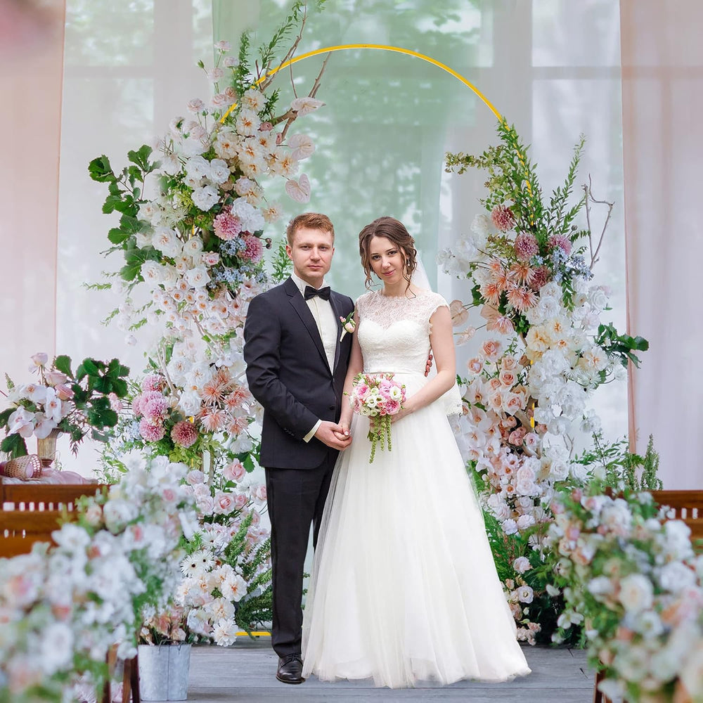 Fomcet Metal Arch Backdrop Stand Gold 7.2x4ft Balloon Wedding Arched Stand
