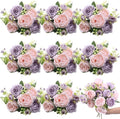 8 Bundles Artificial Peonies Flowers Boho Faux Flowers Arrangements Artificial Centerpiece Spring Bouquet Floral Wedding Decoration for Vase(Pink, Purple)