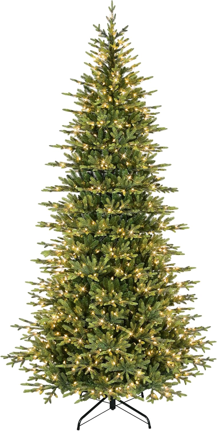 Puleo International 9ft Pre-Lit Slim Balsam Fir Christmas Tree